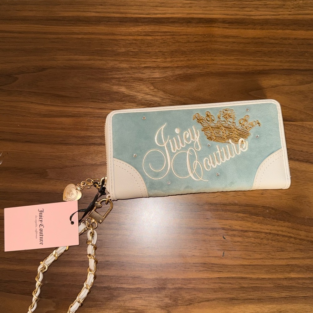 Juicy Couture Light Blue and Cream Clutch
